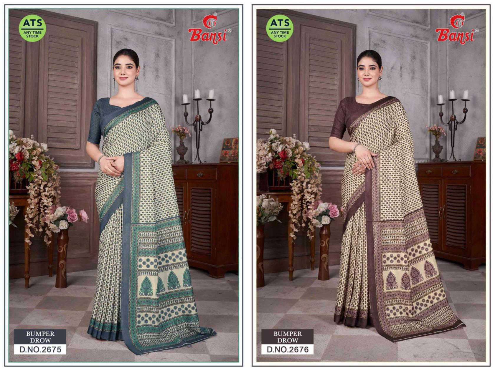 BUMPER DROW BY BANSI SHOP TRENDY CRACKLE SAREES 