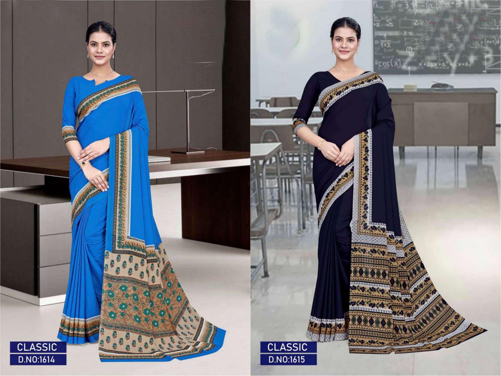 CLASSIC BY BANSI AMAZING CRAPE UNIFORM LOOK SAREES 