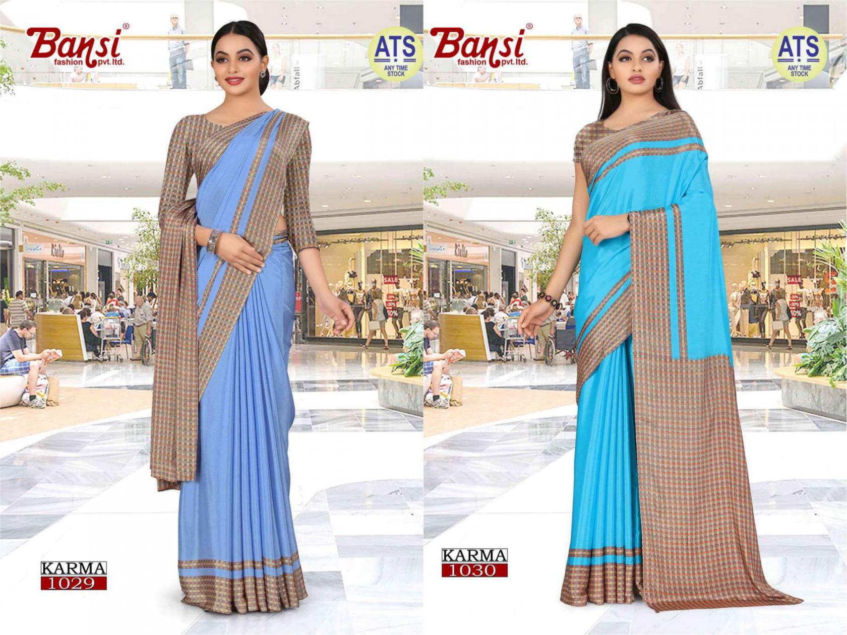 KARMA BY BANSI CASUAL CRAPE UNIFORM SAREES 