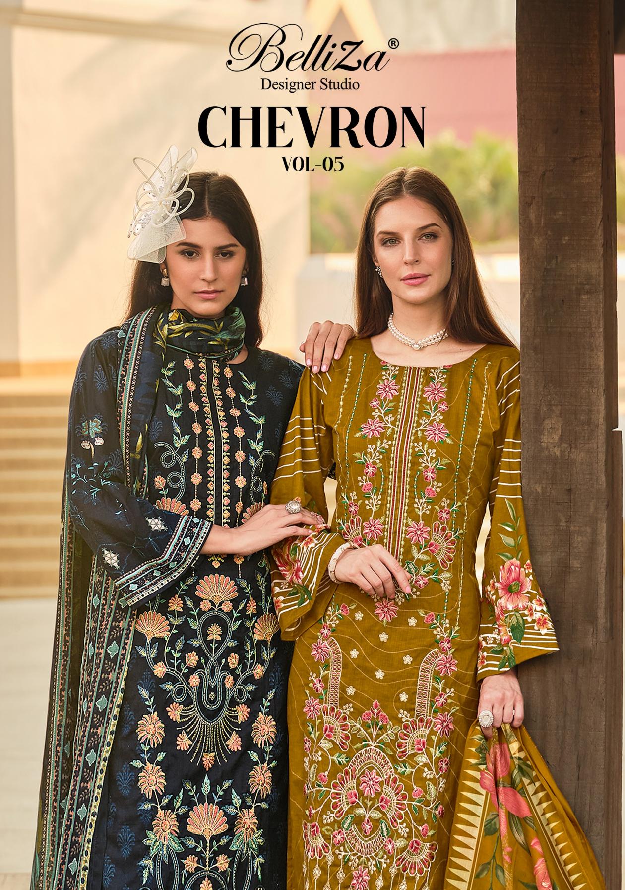 CHEVRON VOL 5 BY BELLIZA FULL STITCH PAKISTANI COTTON 3PCS DRESS  