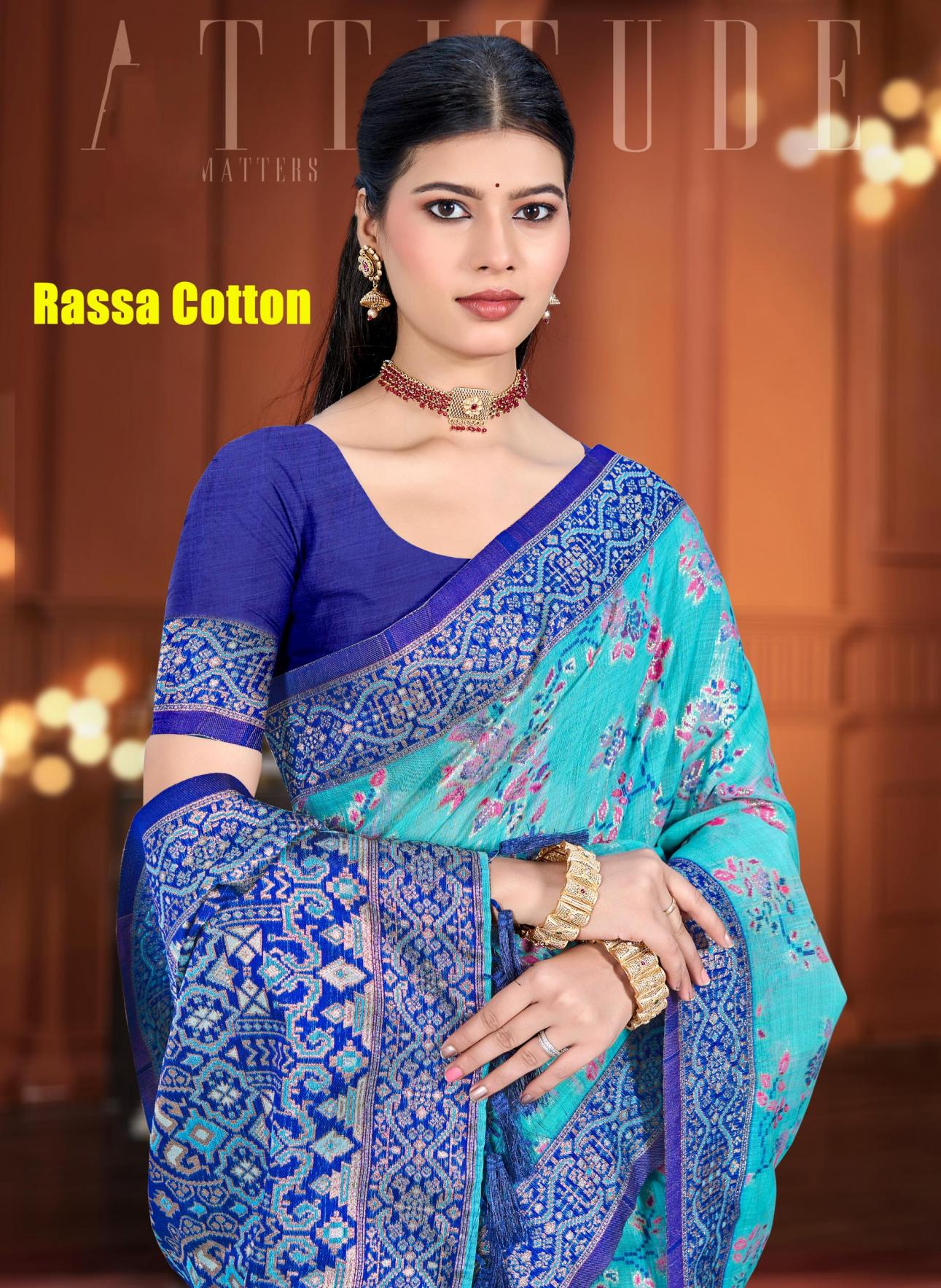 Bunawat - Rassa Cotton Sangam Prints COTTAN SILK WITH MEENA Woven Work Traditional Saree