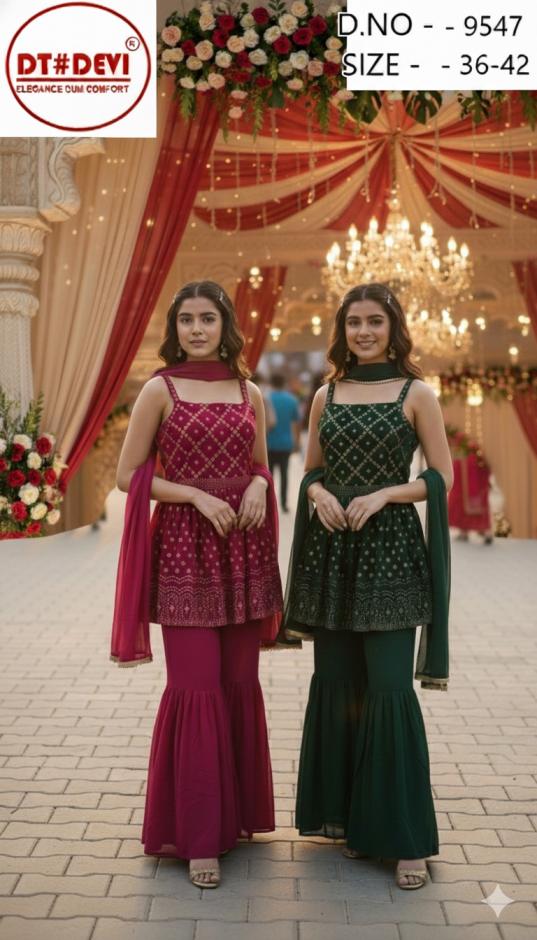 SAIYAARA BY DT DEVI FULL STITCH 9547 GEORGETTE KIDS COMBO SHARARA SUIT