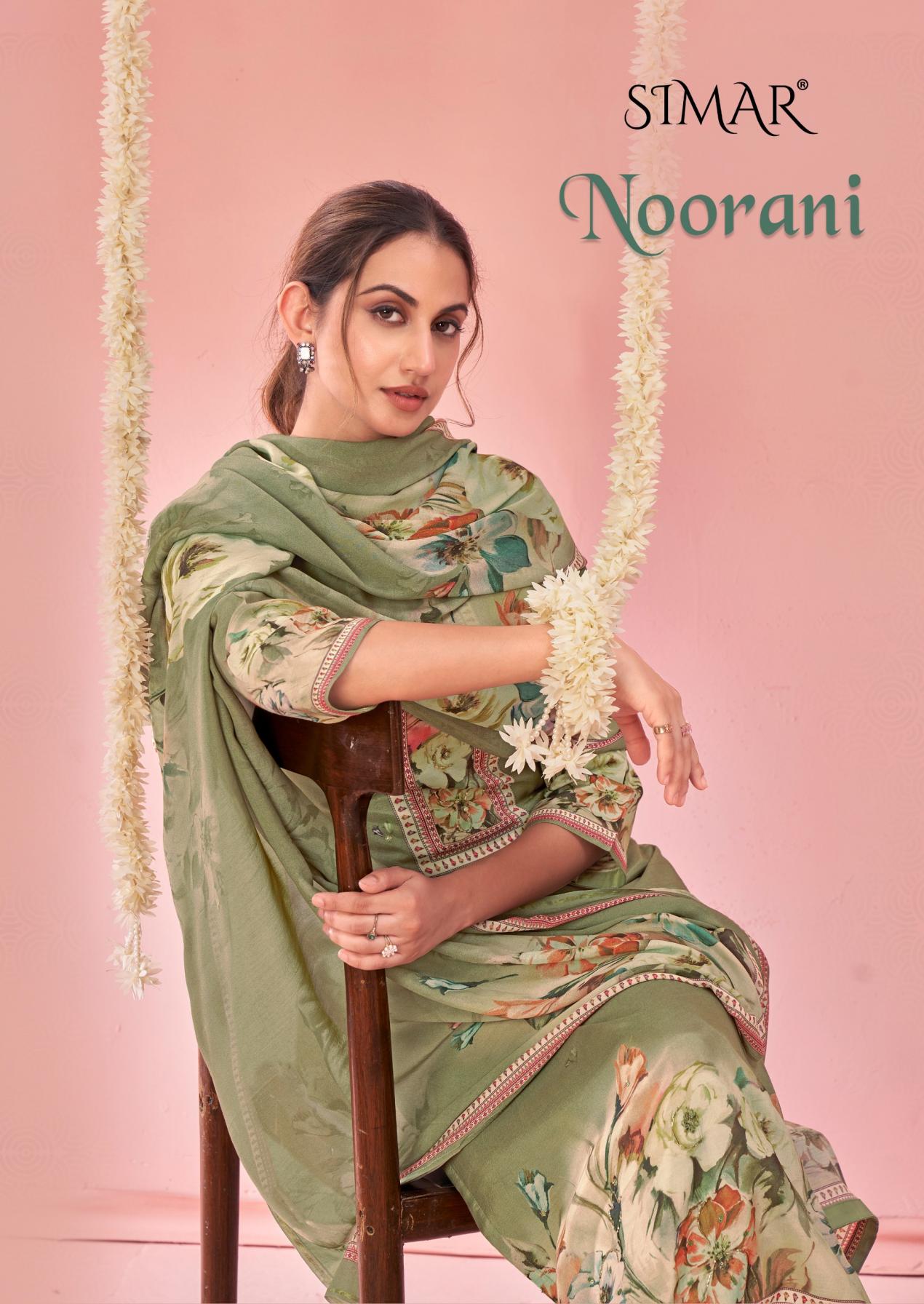 NOORANI BY GLOSSY SIMAR CASUAL VISCOSE MUSLIN 3PCS DRESS