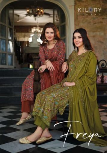 FREYA BY KILORY TRENDS FULL STITCH PRETTY LOOK VISCOSE PASHMINA SUITS 