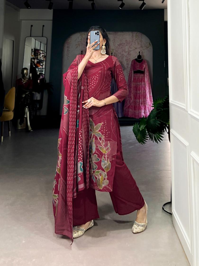 LIVAA NNK3301 DARK FULLY STITCH UNIQUE ROMAN SILK SALWAR KAMEEZ 