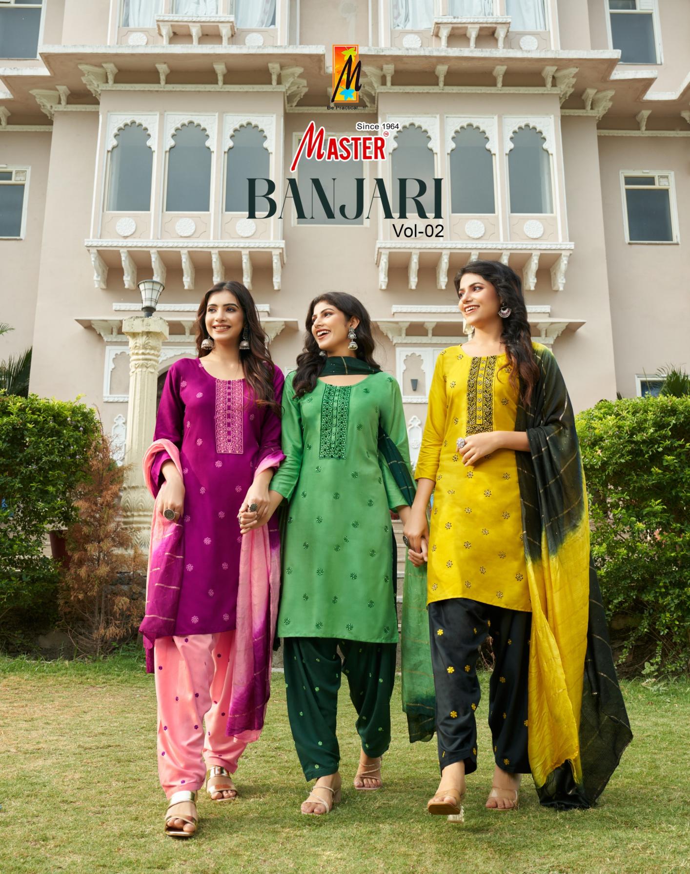 master banjari vol 2 readymade pretty look rayon patiyala suits 