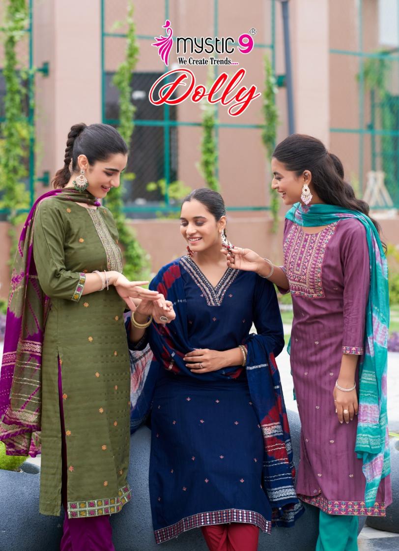 mystic9 dolly vol 9 readymade classic rayon dobby 3pcs dress
