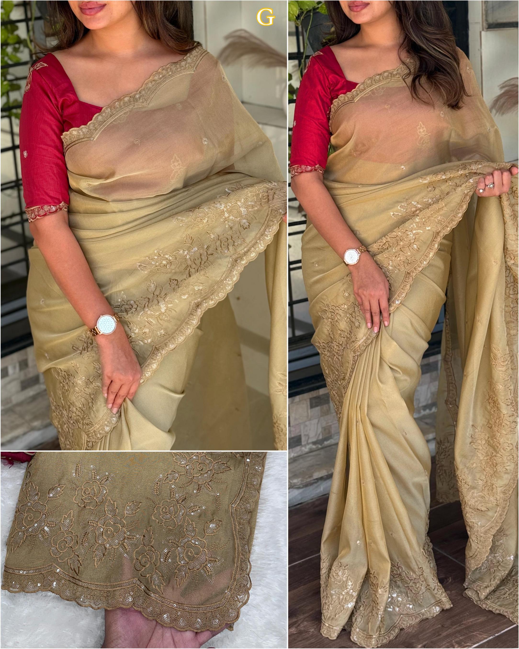 NOOR TASPA ORGANZA SHOP TRENDY SAREES 