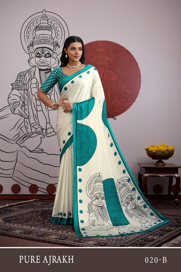 RAJTEX PURE AJRAKH VOL 20 CASUAL MODAL SATIN SAREES 