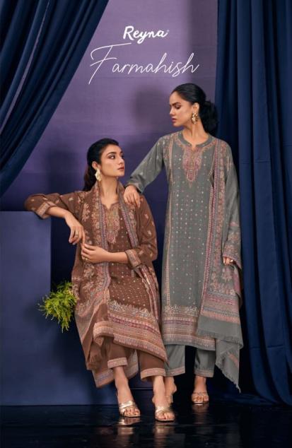 FARMAHISH BY REYNA FULL STITCH PASHMINA MEENA JACQUARD SUITS 