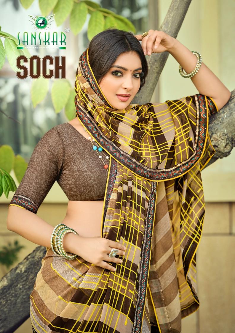 SOCH BY SANSKAR TEX PRINTS GEORGETTE STYLISH SAREES 