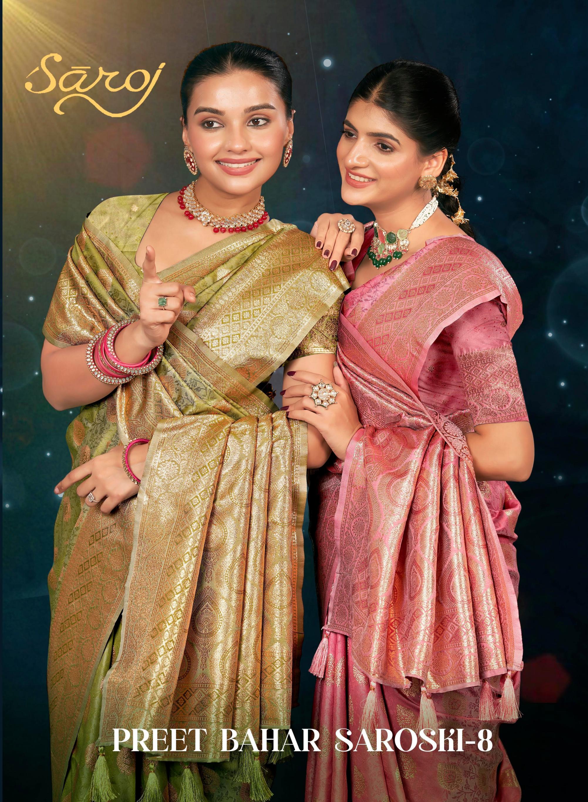 Preet bahar saroski Saroj vol.8 semi satin silk