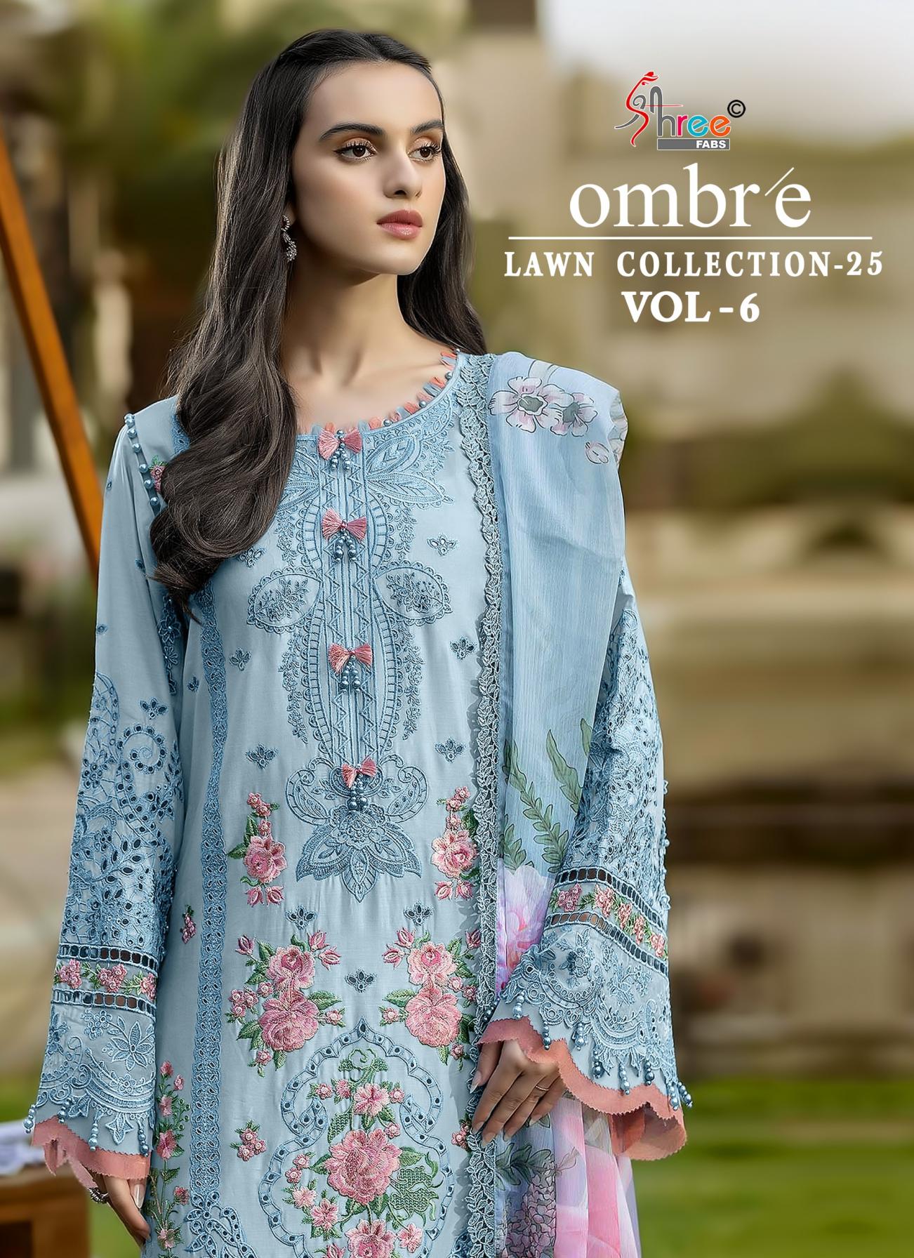 shree fabs ombre lawn collection 25 vol 6 cotton pakistani dress for womens 