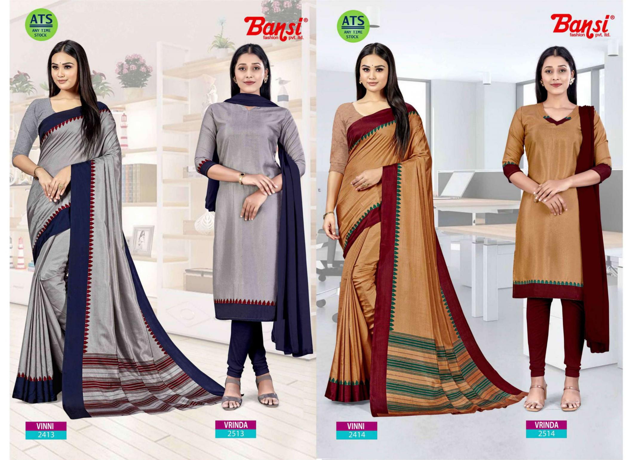 BANSI VARINDA UNSTITCH SUIT CRACKLE FANCY WITH VINNI COMBO SAREE ONLINE