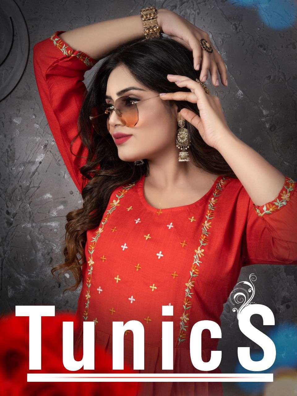 AAGYA TUNICS V.2 REYON Slub EMBRIODERY CONCEPT Short top CATALOG WHOLESALE BEST RATE