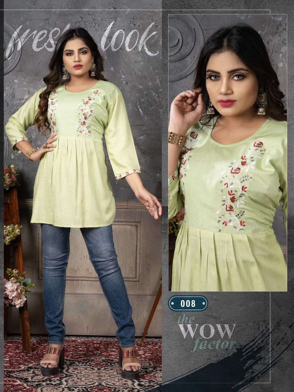 AAGYA TUNICS V.2 REYON Slub EMBRIODERY CONCEPT Short top CATALOG WHOLESALE BEST RATE