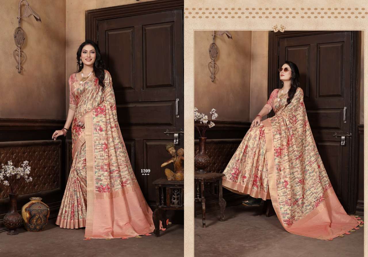 mintorsi rutba digital Banarsi Cora Silk Weaving Border Pallu With Digital Print sarees 