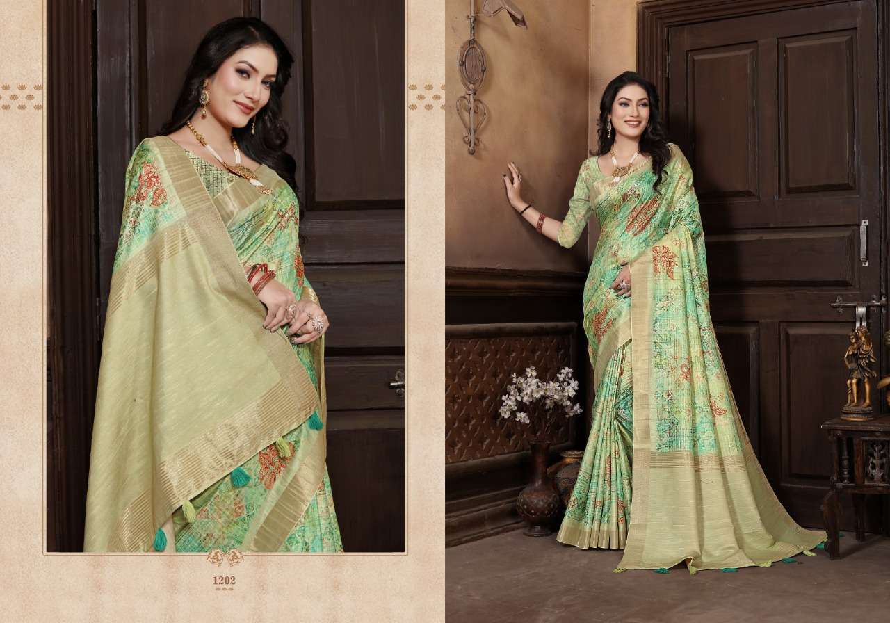 mintorsi rutba digital Banarsi Cora Silk Weaving Border Pallu With Digital Print sarees 