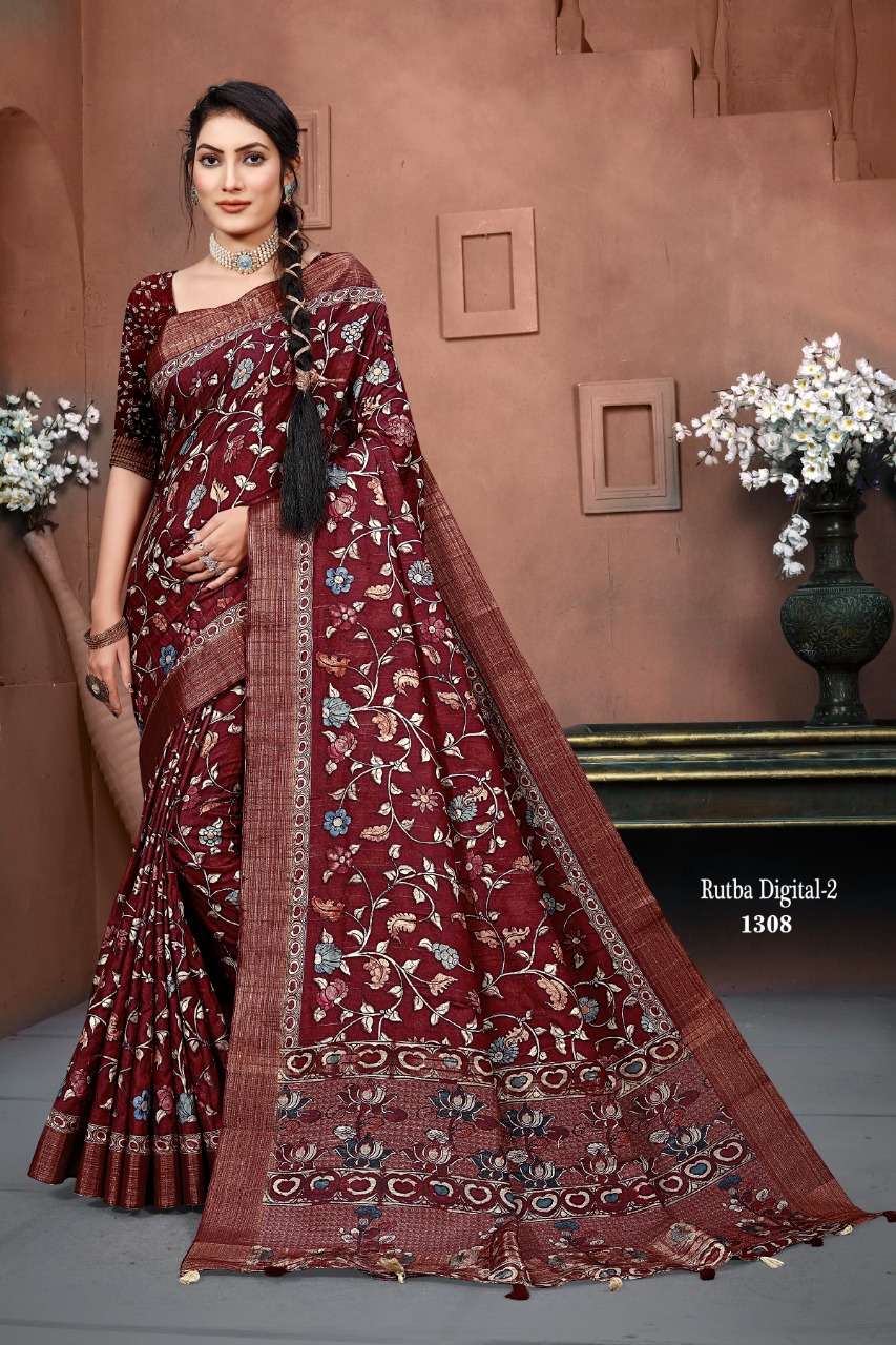 mintorsi rutba digital vol 2 banarasi cora silk printed saree