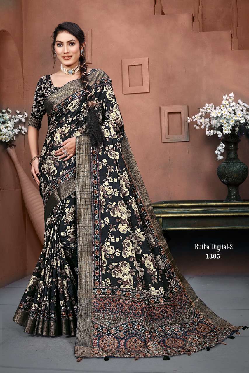 mintorsi rutba digital vol 2 banarasi cora silk printed saree