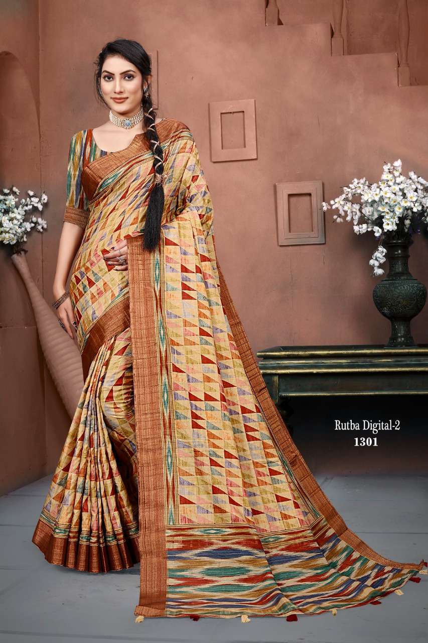 mintorsi rutba digital vol 2 banarasi cora silk printed saree