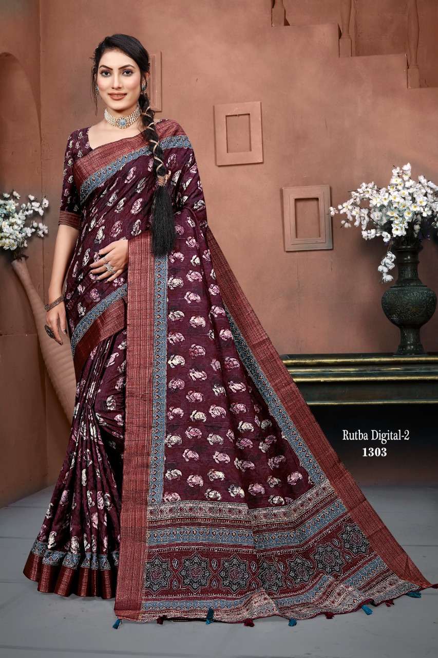 mintorsi rutba digital vol 2 banarasi cora silk printed saree