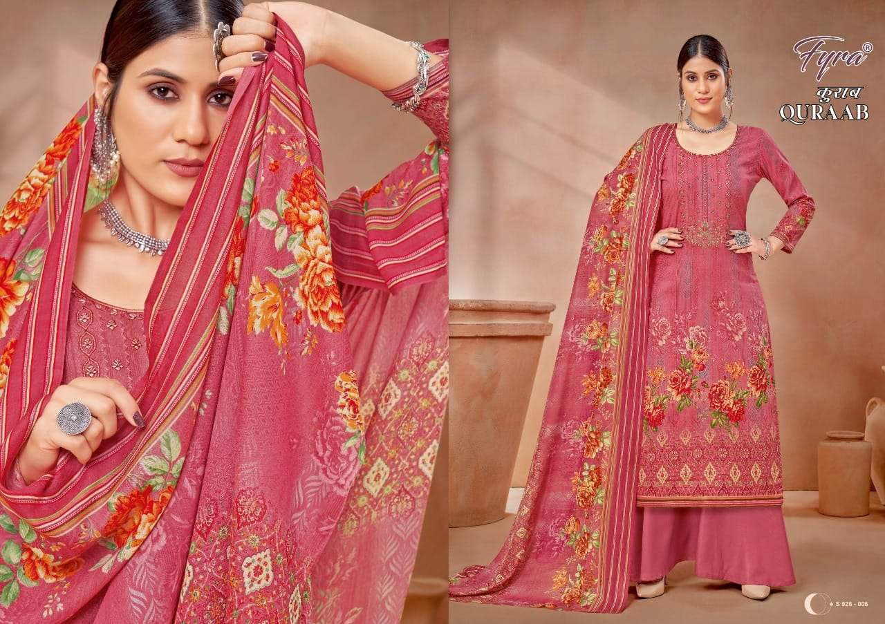 quraab by fyra designing pure cambric casual dress materials
