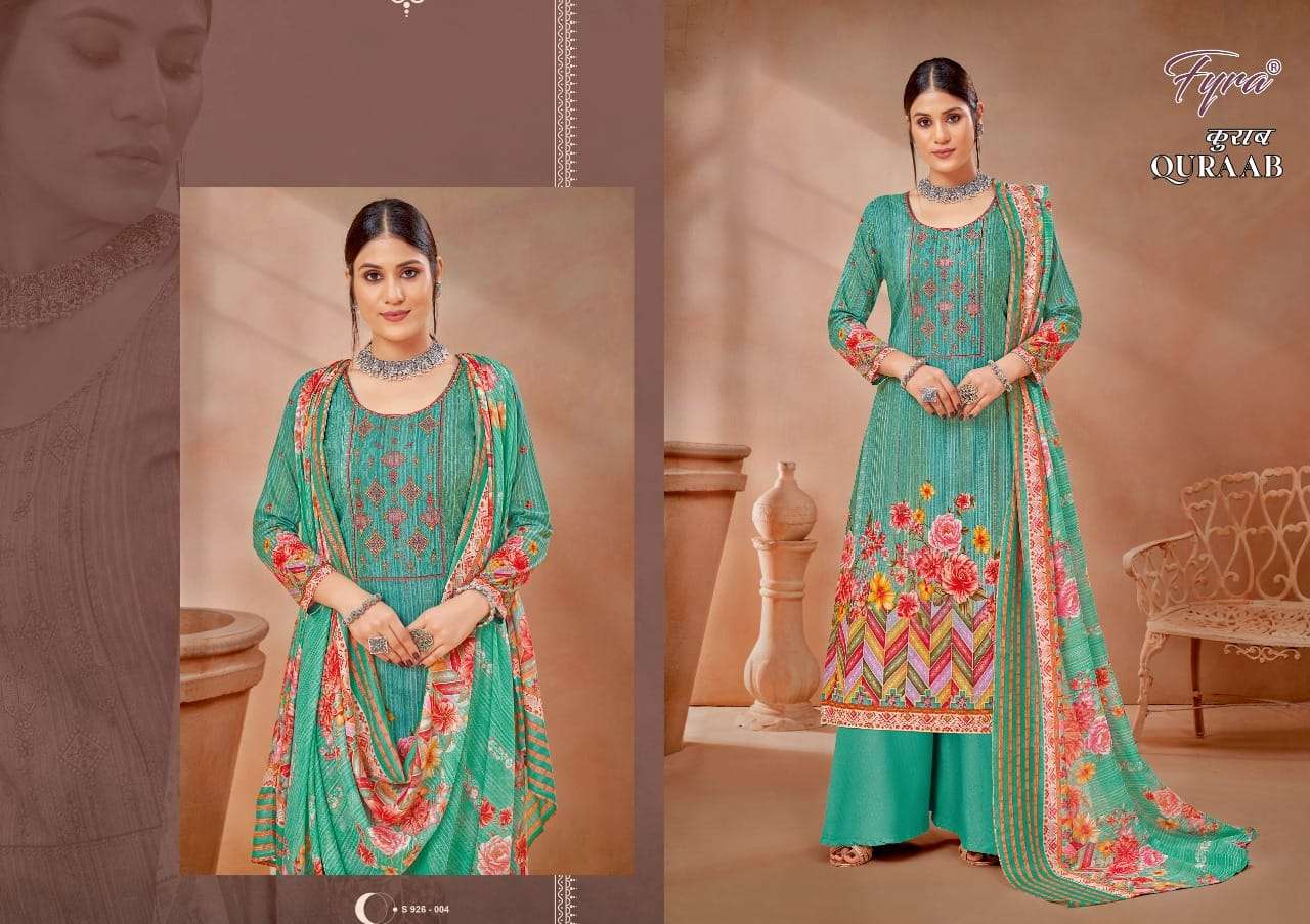 quraab by fyra designing pure cambric casual dress materials