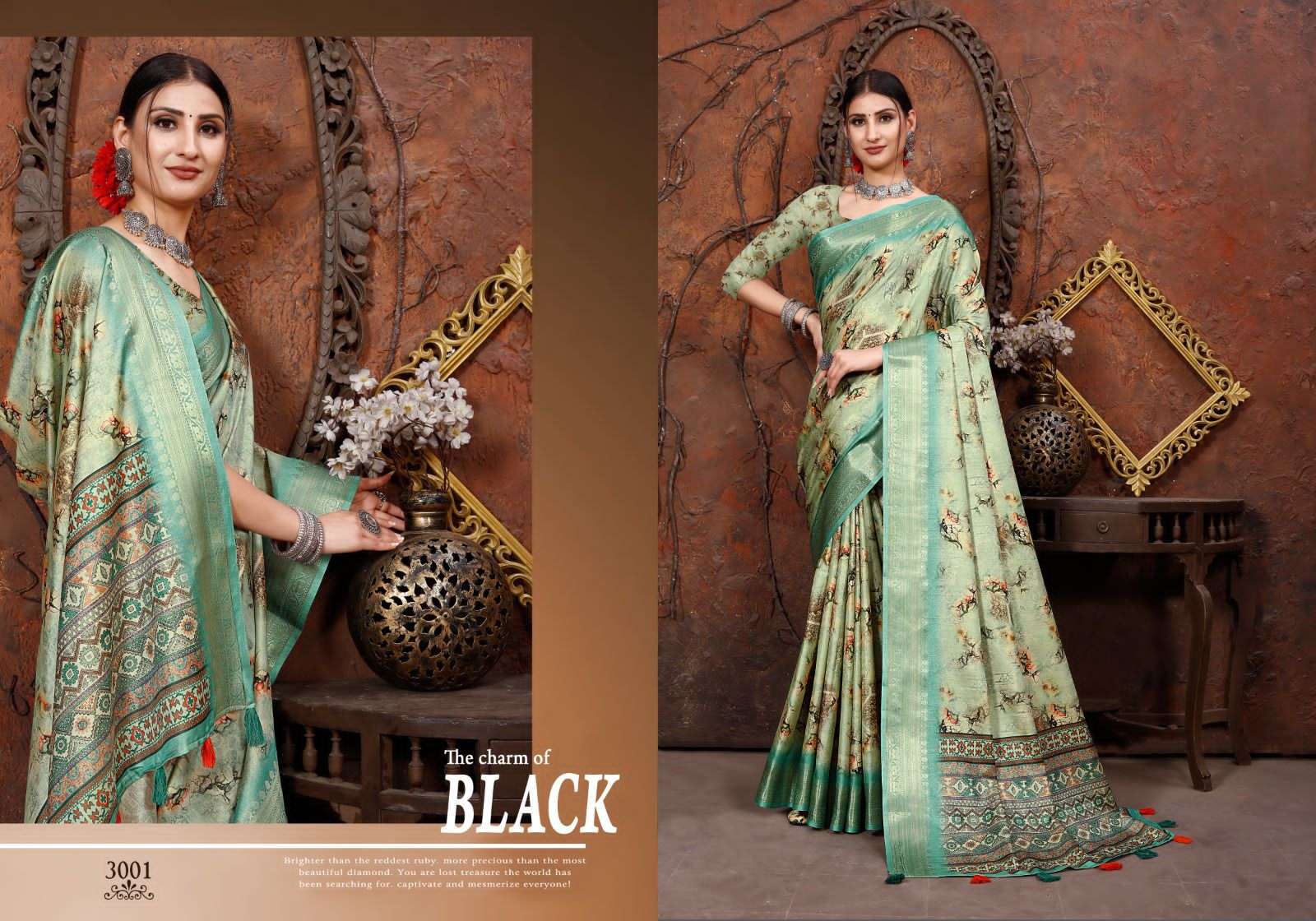 mintorsi heritage digital vol 3 tusser silk party wear saree