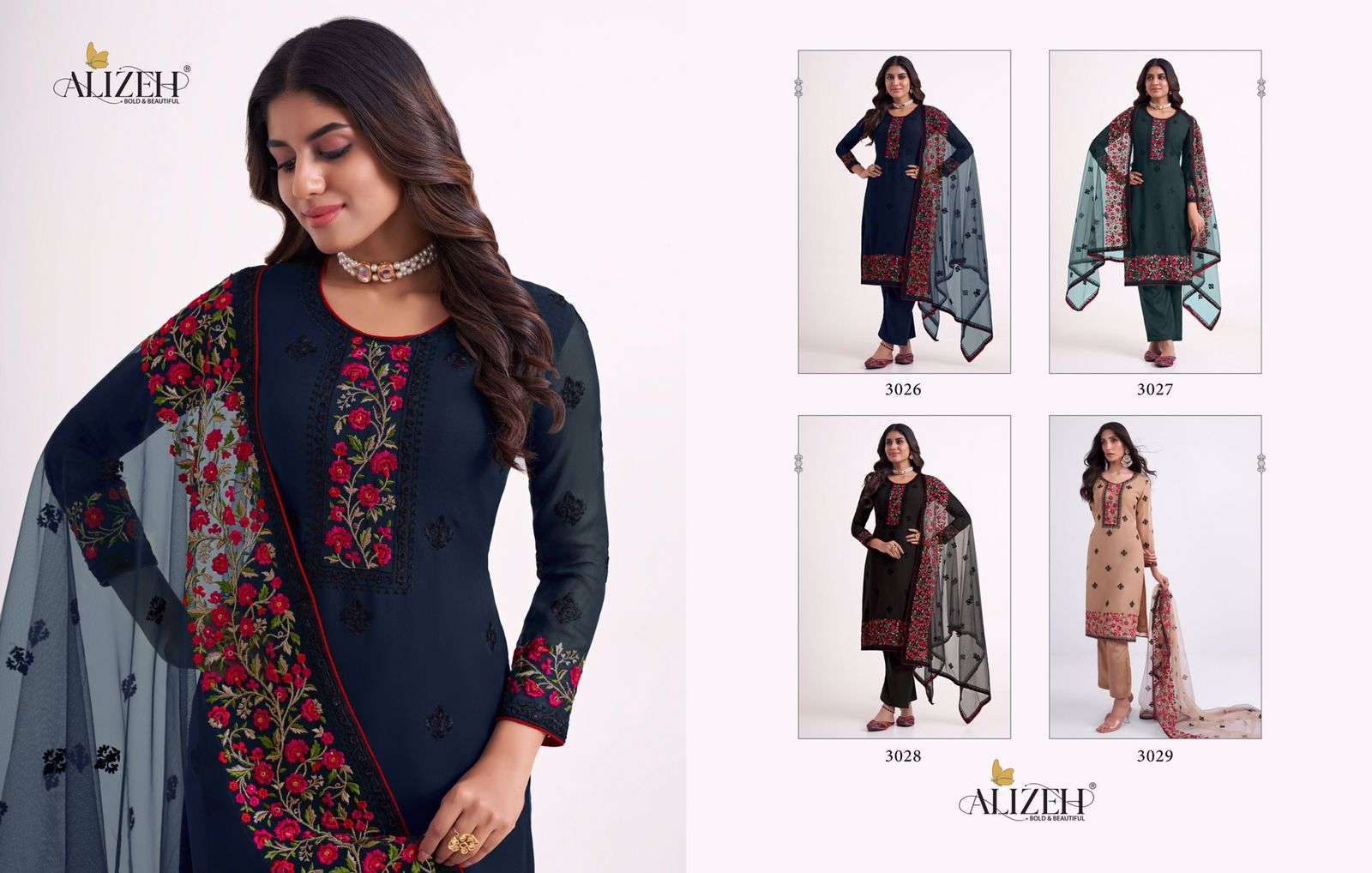 alizeh almora vol 7 stylish heavy dupatta work dresses for women 