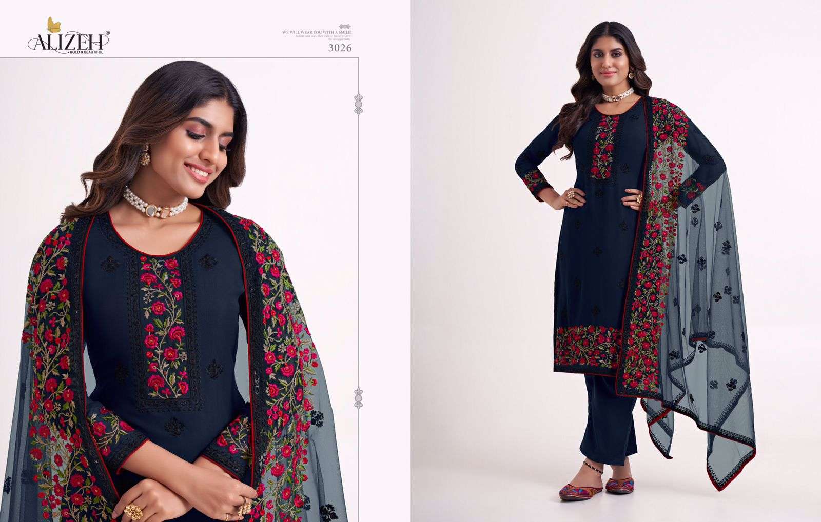 alizeh almora vol 7 stylish heavy dupatta work dresses for women 
