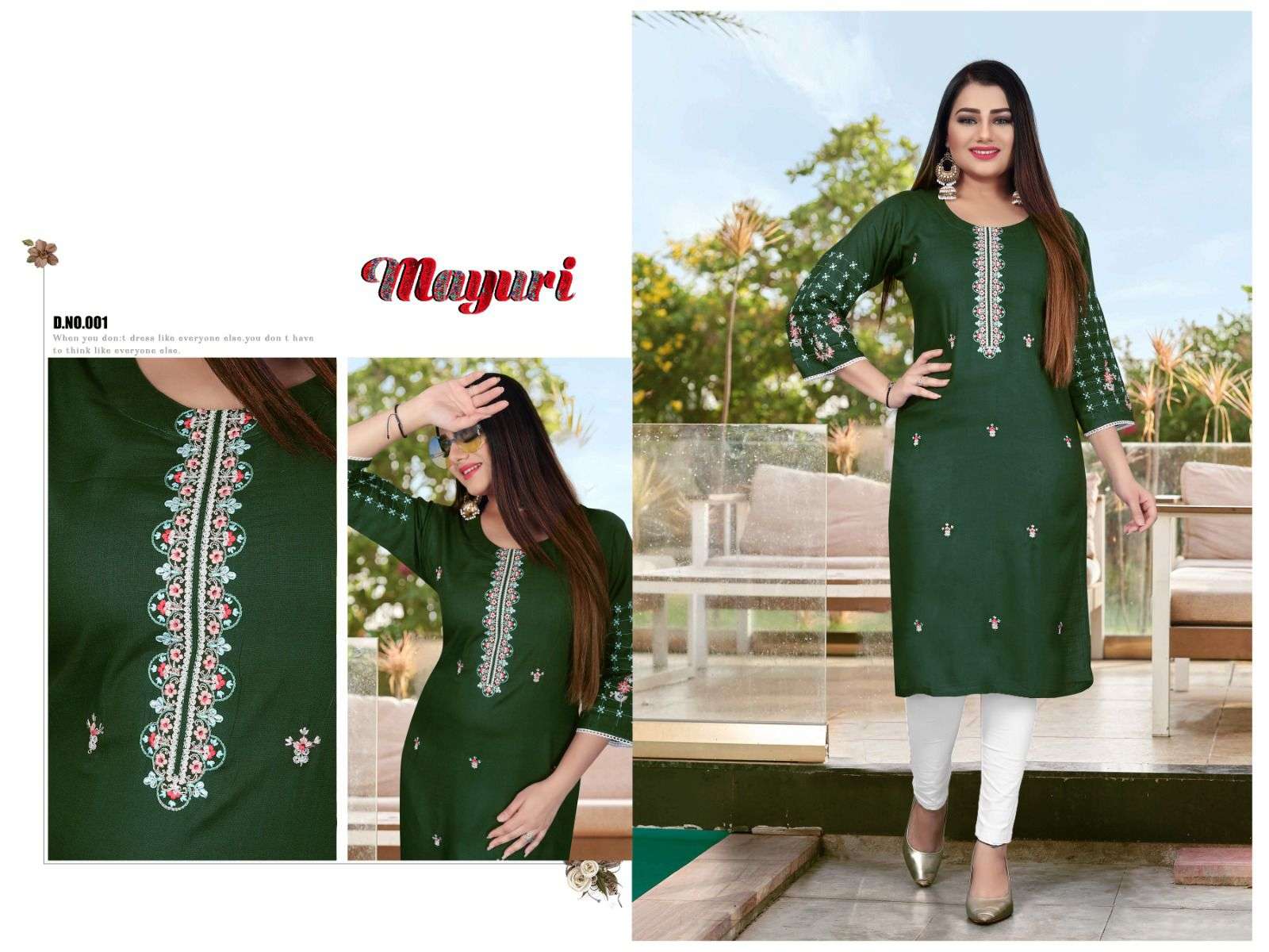Ruby Mayuri Vol.2 Rayon Slub Heavy Embroidered Galla Work  allover and Sleeve Work with Lace Pattern KURTI CATALOG WHOLESATER BEST RATE 