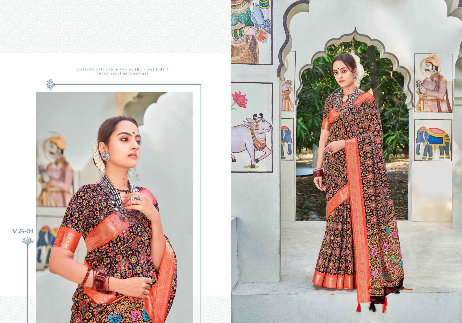 shvetambar creation vintage silk printed adorable saree collection 