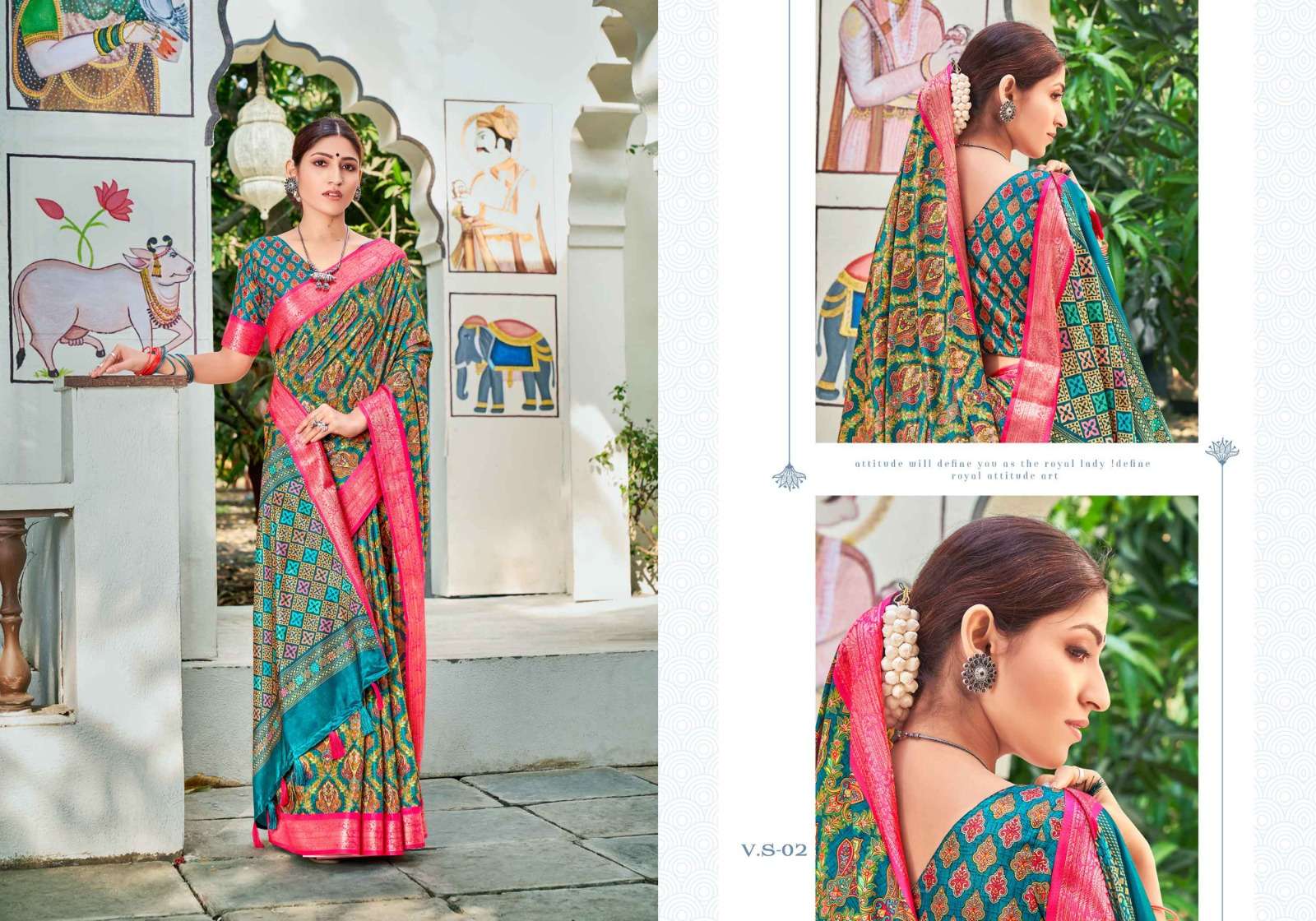 shvetambar creation vintage silk printed adorable saree collection 