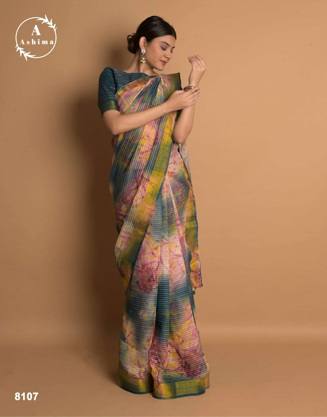 ashima kaatha cotton designer four design two matching colors saree with jari border collection 