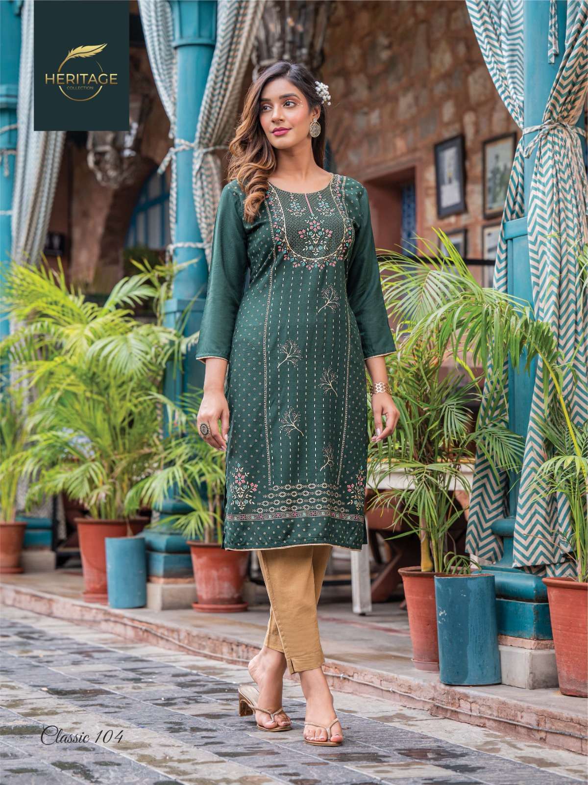 heritage creation classic designer fancy short kurtis wholesale rate 