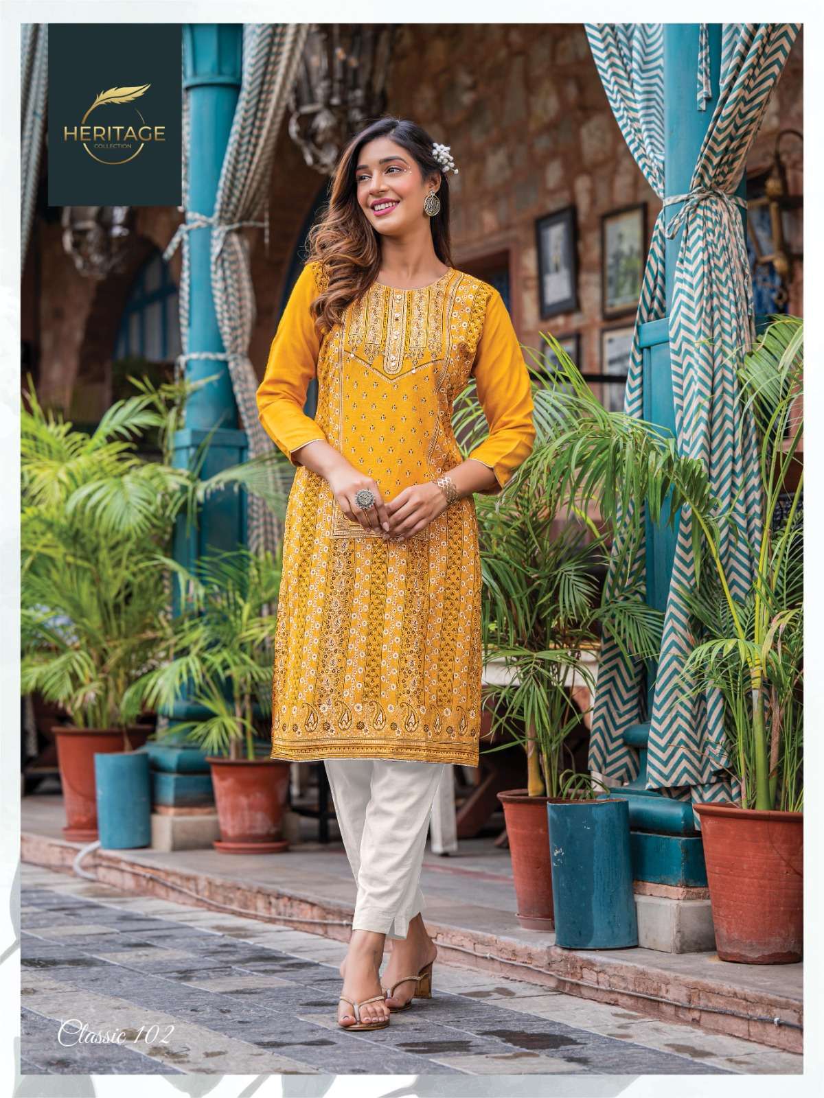 heritage creation classic designer fancy short kurtis wholesale rate 