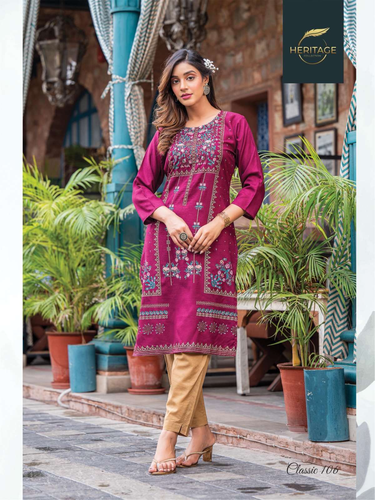 heritage creation classic designer fancy short kurtis wholesale rate 