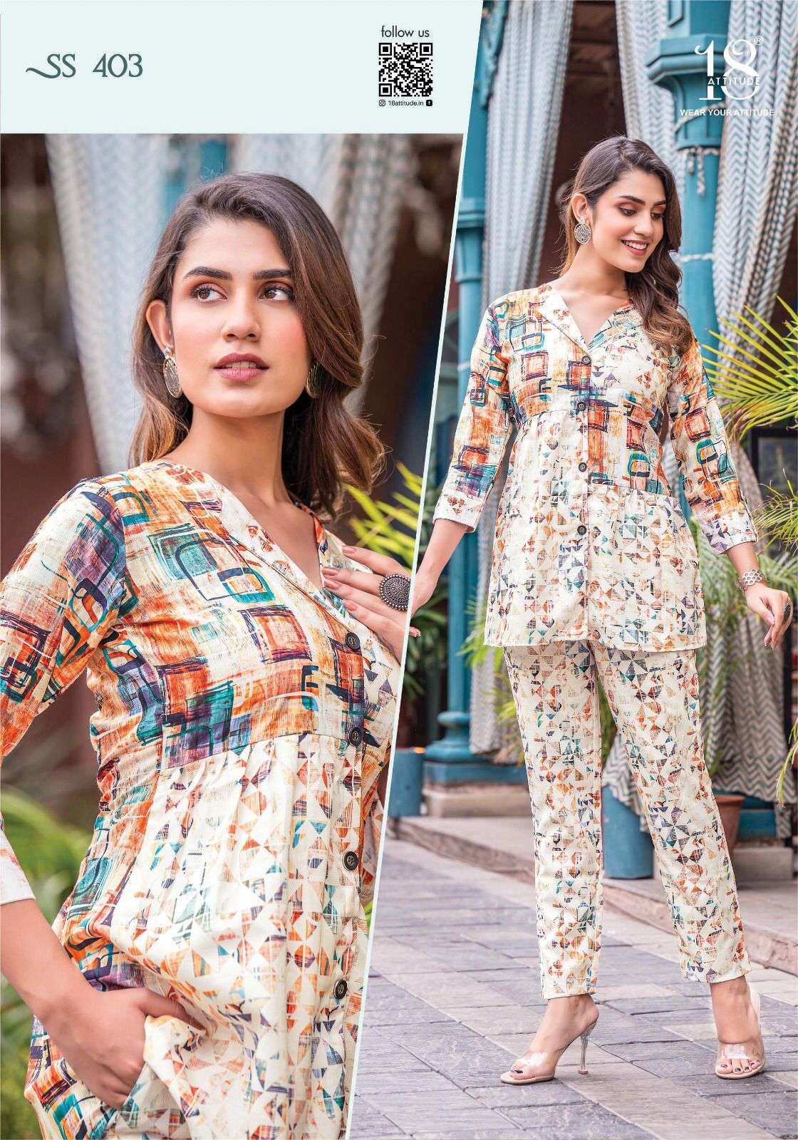 sho shaa vol 4 by 18 attitude fancy digital print cord set tunic with pant 