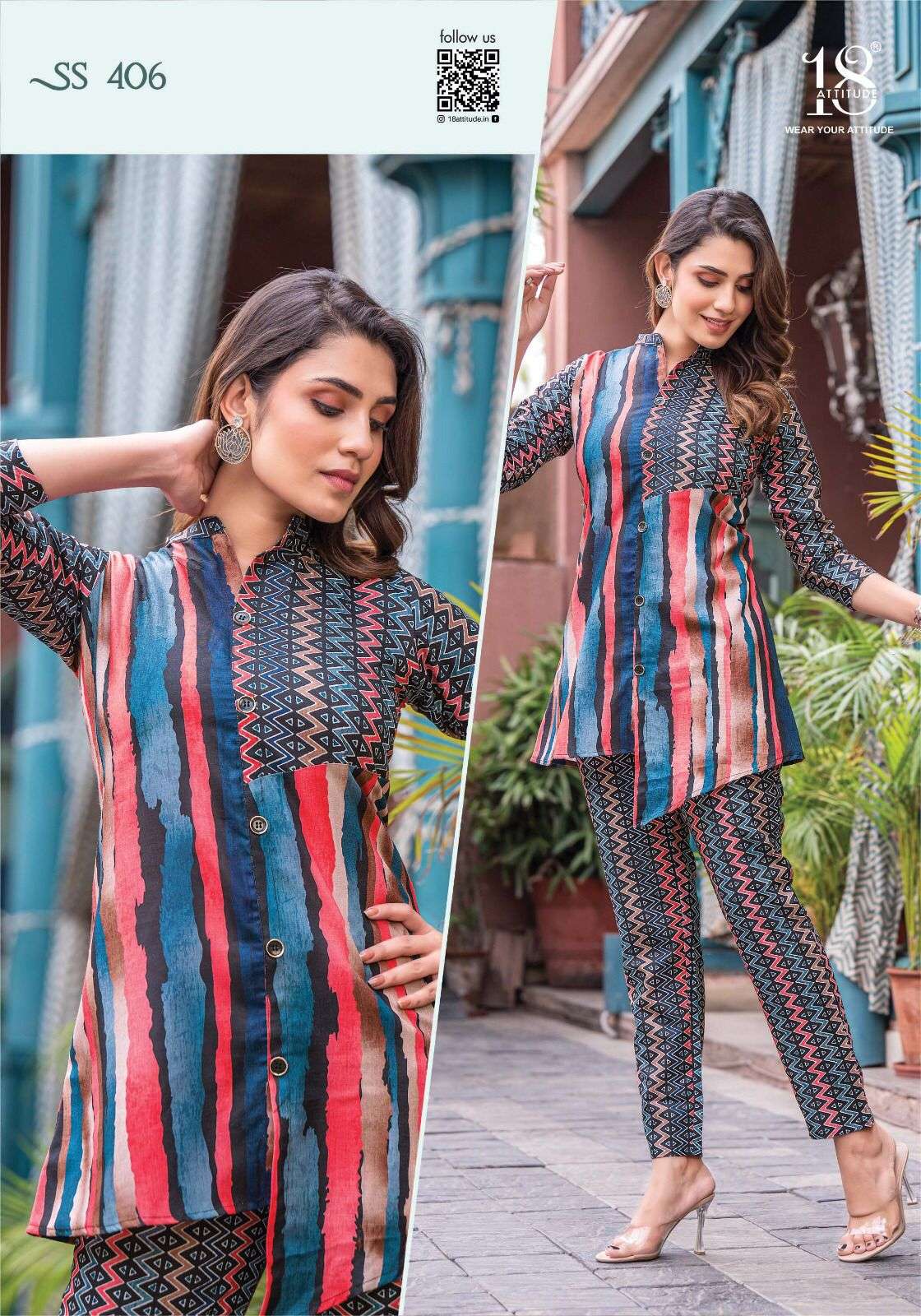 sho shaa vol 4 by 18 attitude fancy digital print cord set tunic with pant 