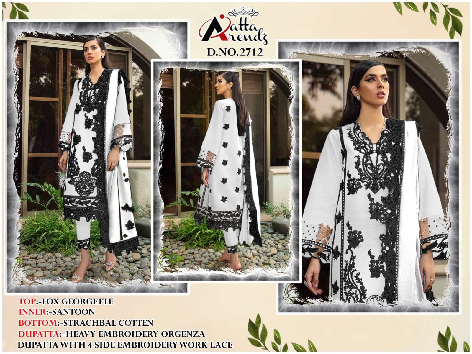 atta trendz 2712 new colors designer embroidered work readymade pakistani salwar kameez 