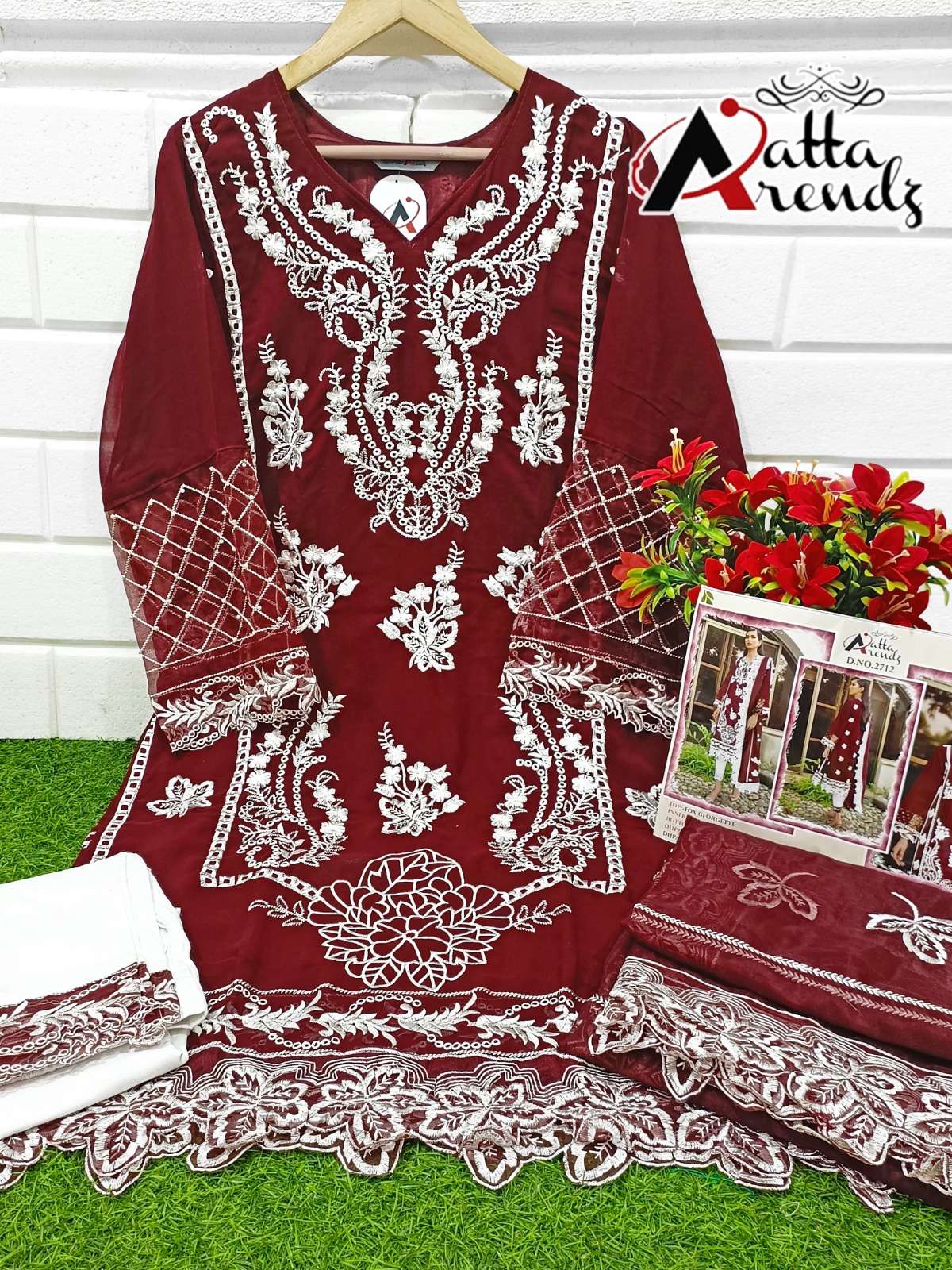 atta trendz 2712 new colors designer embroidered work readymade pakistani salwar kameez 