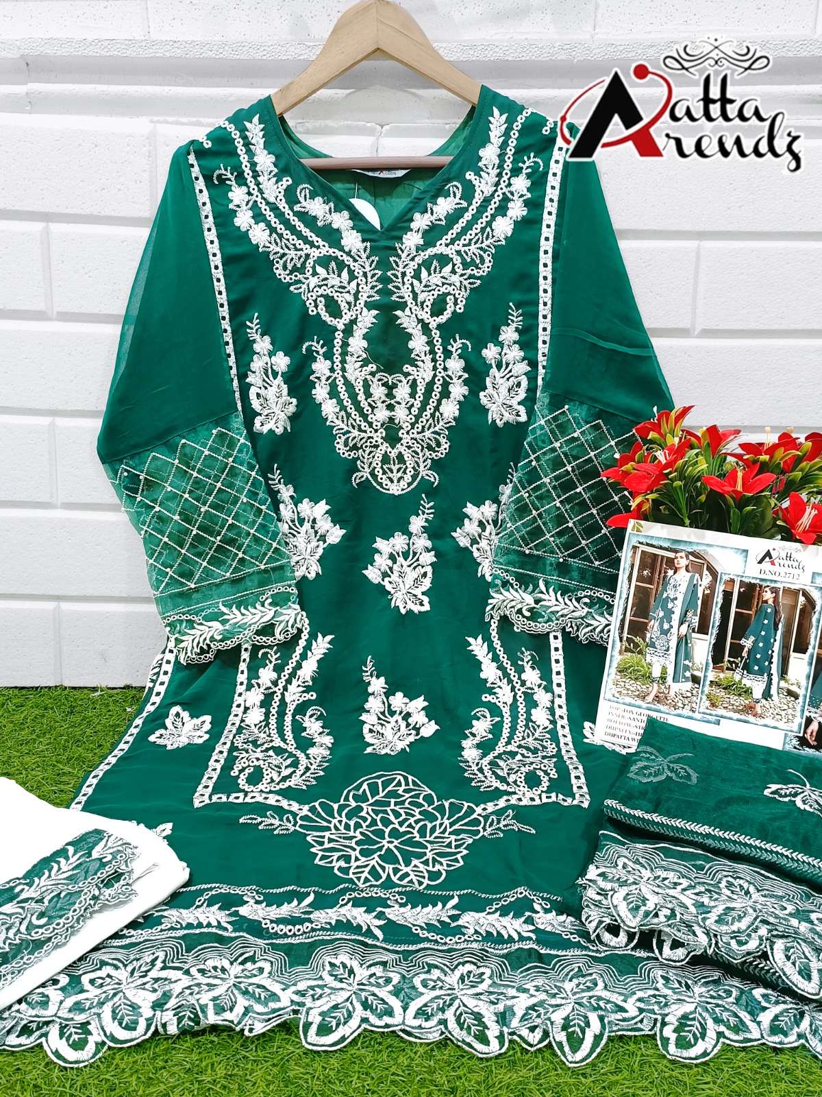 atta trendz 2712 new colors designer embroidered work readymade pakistani salwar kameez 
