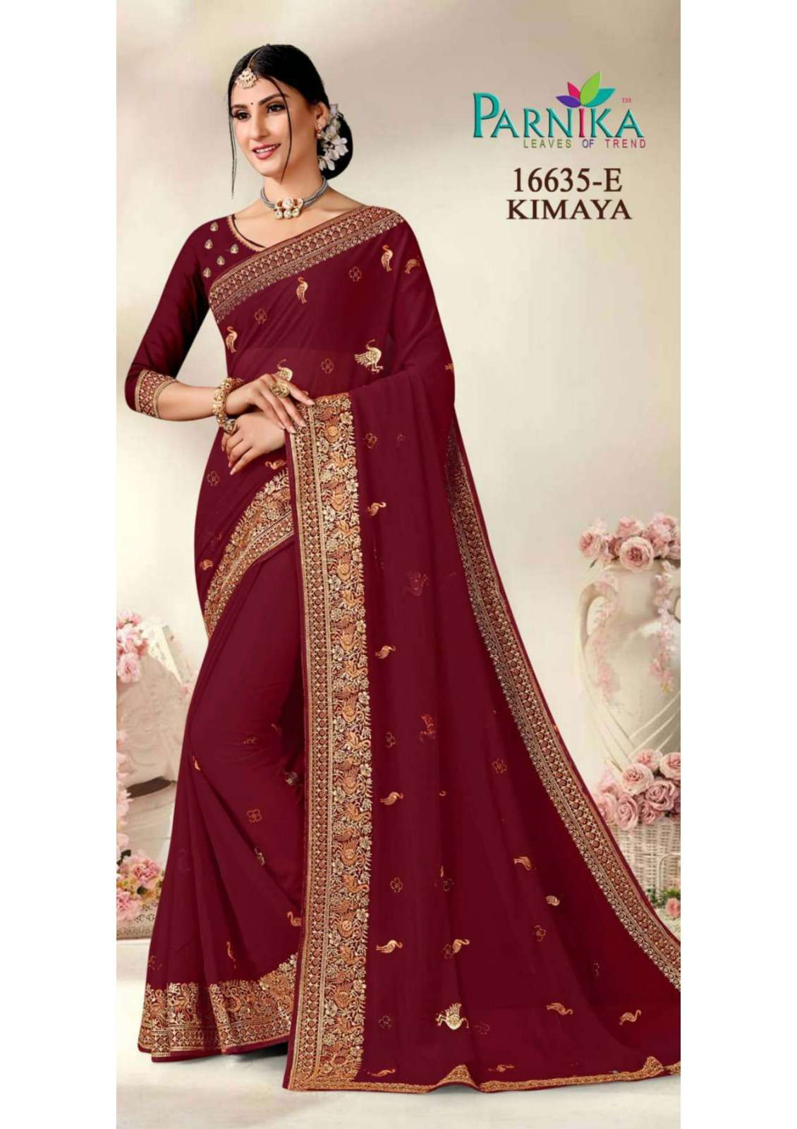 Parnika India Georgette Shirshoke Work Sarees Festive Wear Wedding Saree for Women- 16635