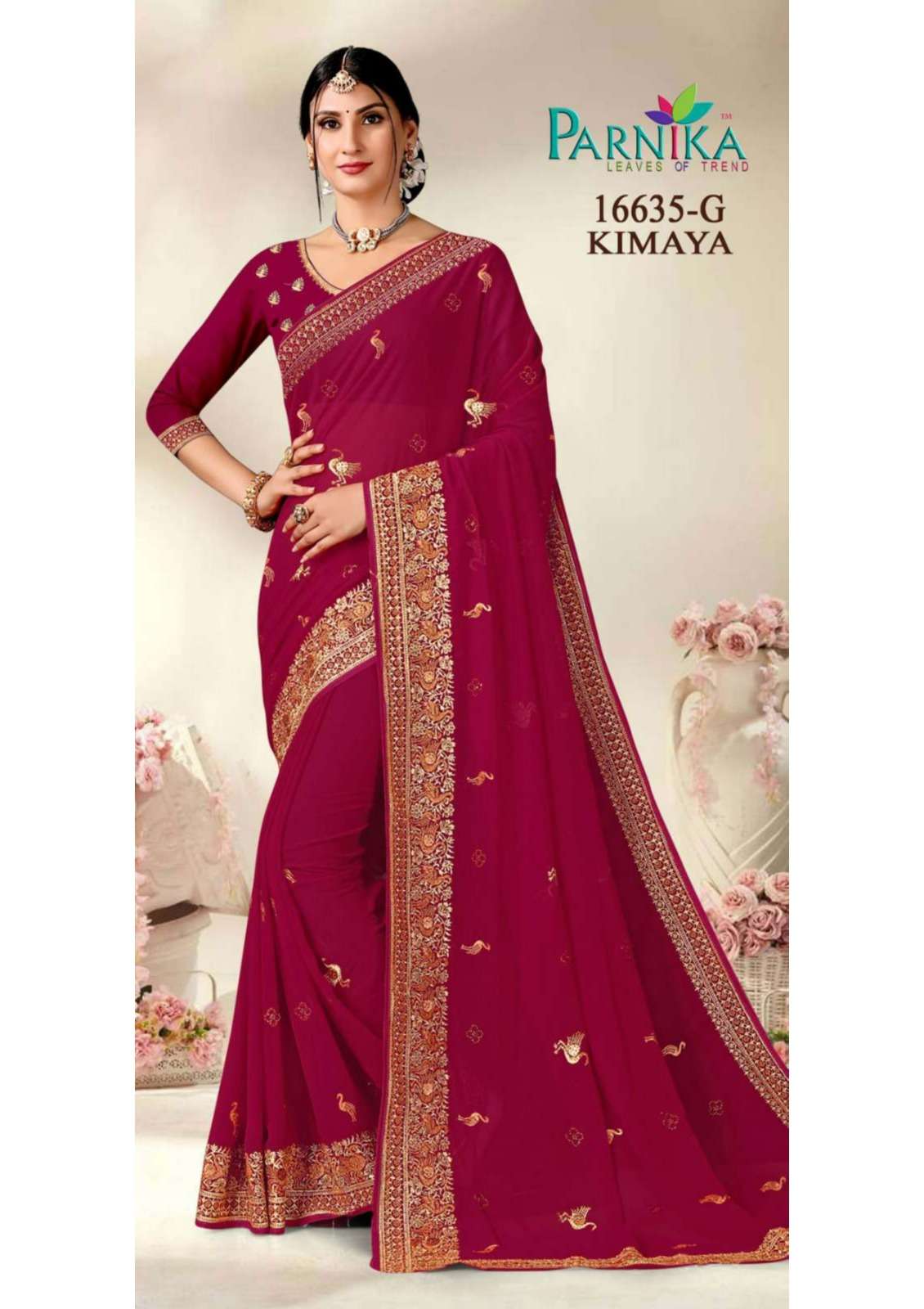 Parnika India Georgette Shirshoke Work Sarees Festive Wear Wedding Saree for Women- 16635