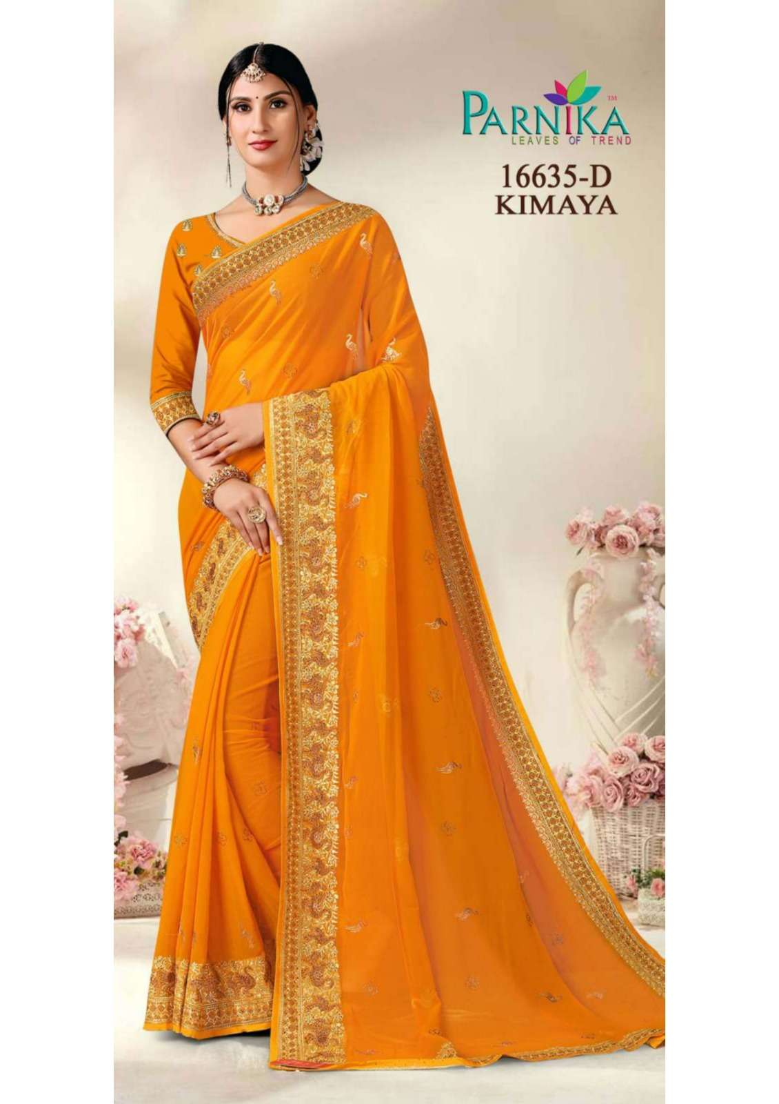 Parnika India Georgette Shirshoke Work Sarees Festive Wear Wedding Saree for Women- 16635