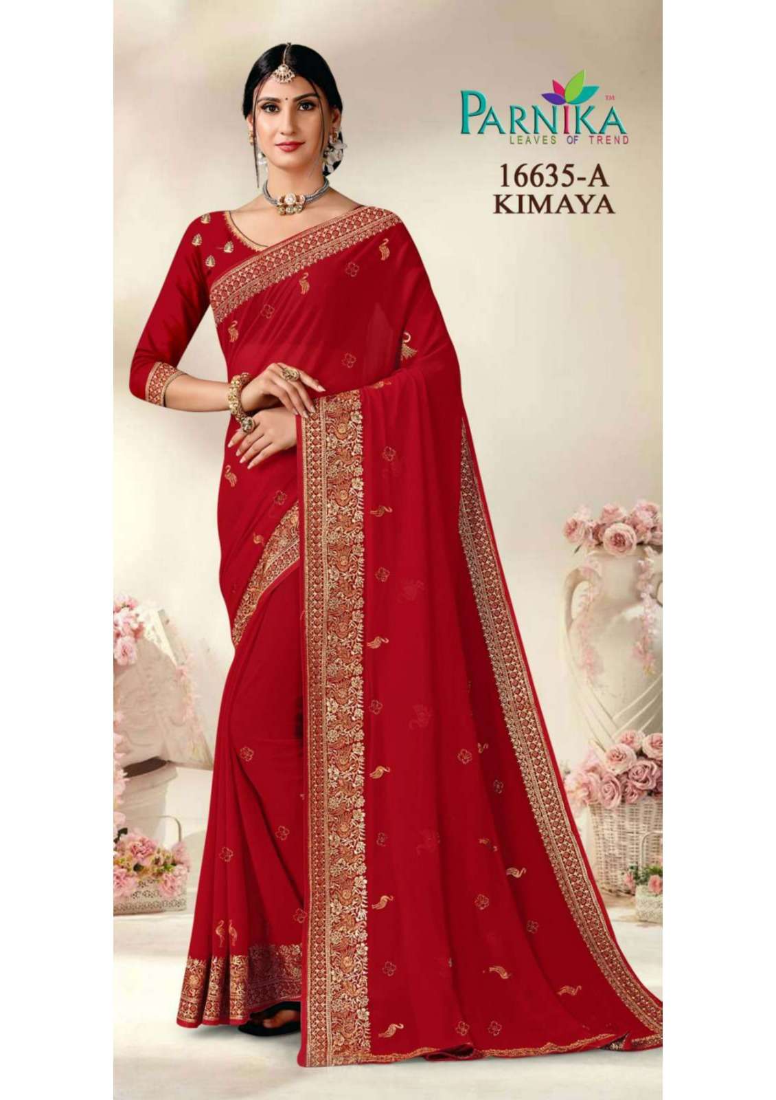Parnika India Georgette Shirshoke Work Sarees Festive Wear Wedding Saree for Women- 16635