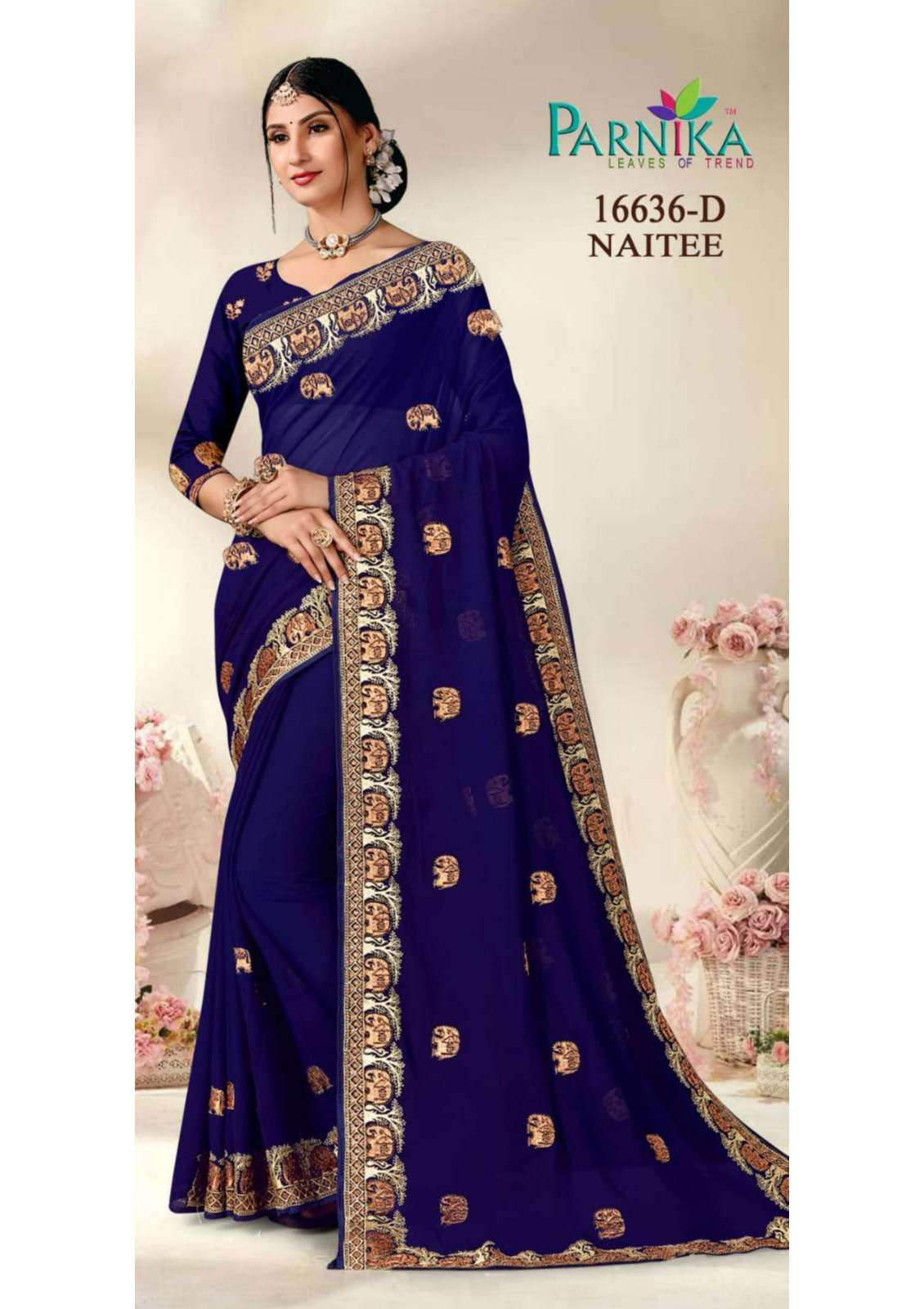 Parnika India Georgette Shirshoke Work Sarees Festive Wear Wedding Saree for Women- 16636