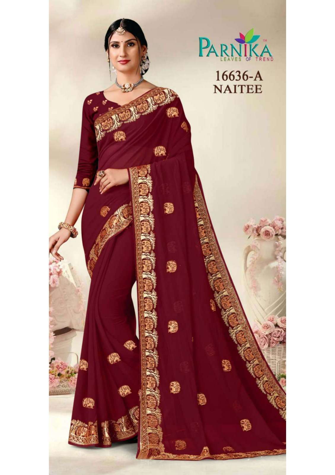 Parnika India Georgette Shirshoke Work Sarees Festive Wear Wedding Saree for Women- 16636