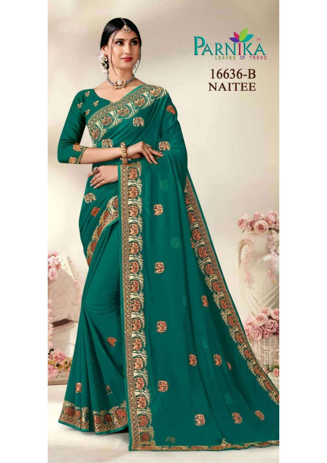 Parnika India Georgette Shirshoke Work Sarees Festive Wear Wedding Saree for Women- 16636